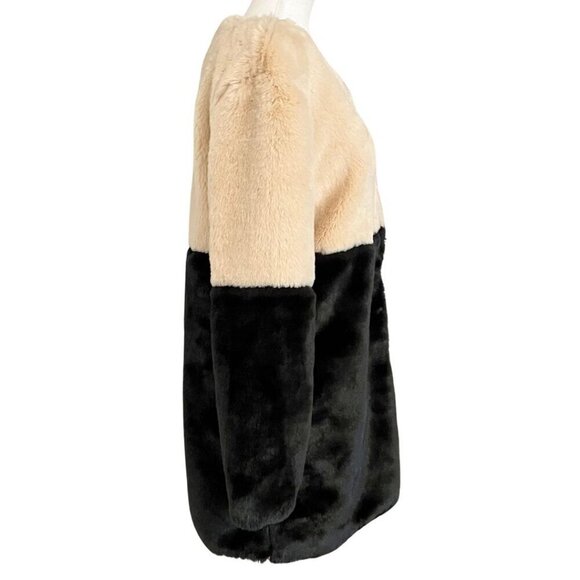 JOVONNA LONDON CREAM BLACK COLORBLOCK FAUX FUR JACKET COAT - 8 (12UK) - Picture 2 of 11